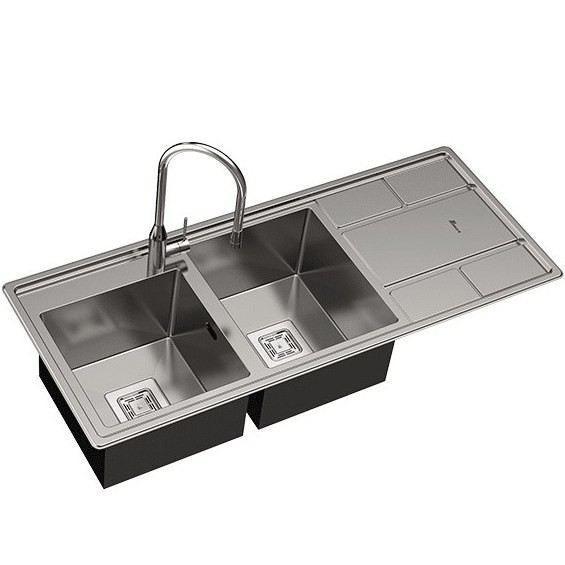 سینک ظرفشویی بیمکث مدل BS740 توکار دو لگن