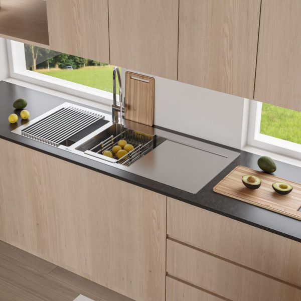 سینک ظرفشویی بیمکث مدل BS723 توکار ۲ لگن استیل