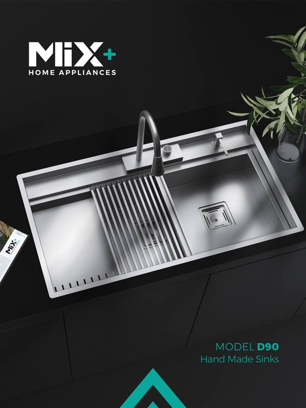 سینک ظرفشویی میکس پلاس مدل D90 توکار تک لگن