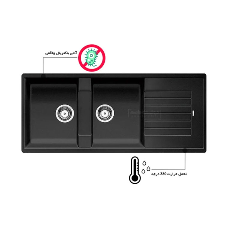 سینک گرانیتی توکار کن مدل سیمون دو لگن