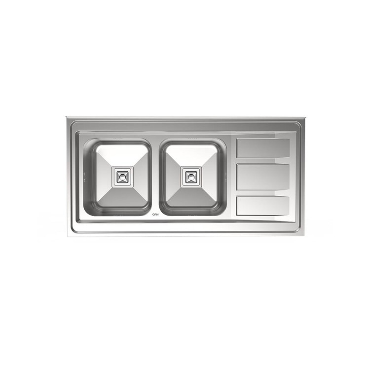 سینک ظرفشویی کن مدل 9112S روکار دو لگن استیل