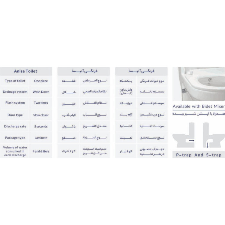 توالت فرنگی رُسی مدل آنیسا مشکی
