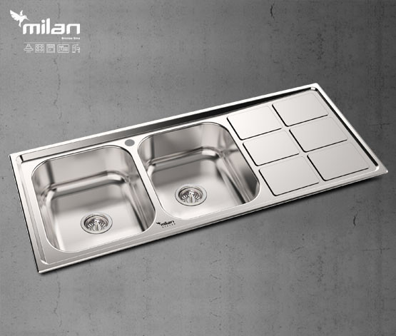 سینک ظرفشویی توکار میلان مدل 1018 دو لگن استیل
