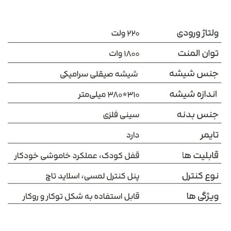 اجاق برقی تک شعله فوکو مدل L1-02